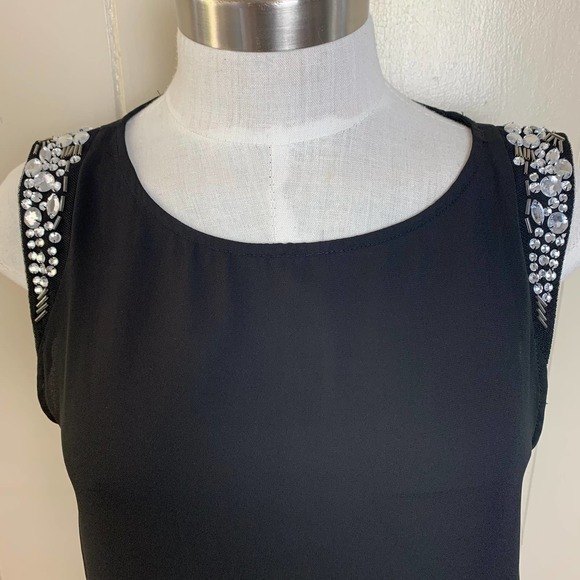 Ellison Top Women's Small Black Embellished Sleeveless - Picture 2 of 7